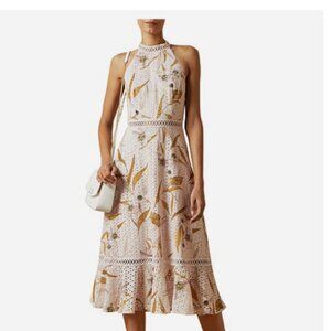 Ted Baker Pink Floxyy Cabana Lace Halterneck Midi Dress